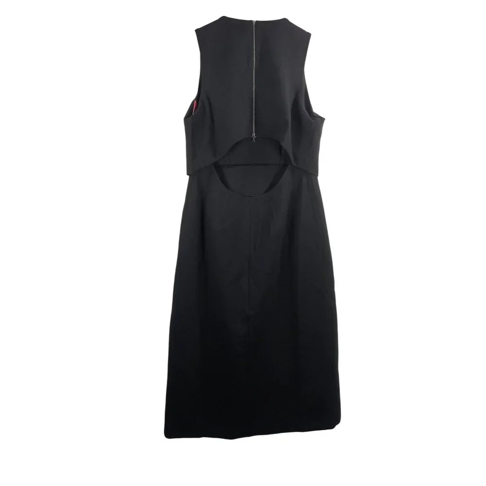Spanx ponte overlay fitted midi dress minimalist stretch preppy‎ black XL